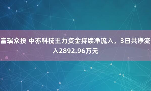 富瑞众投 中亦科技主力资金持续净流入，3日共净流入2892.96万元