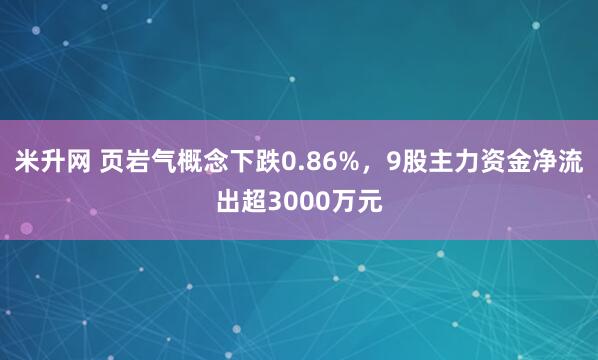 米升网 页岩气概念下跌0.86%，9股主力资金净流出超3000万元