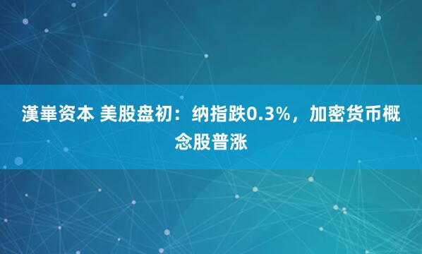 漢崋资本 美股盘初：纳指跌0.3%，加密货币概念股普涨